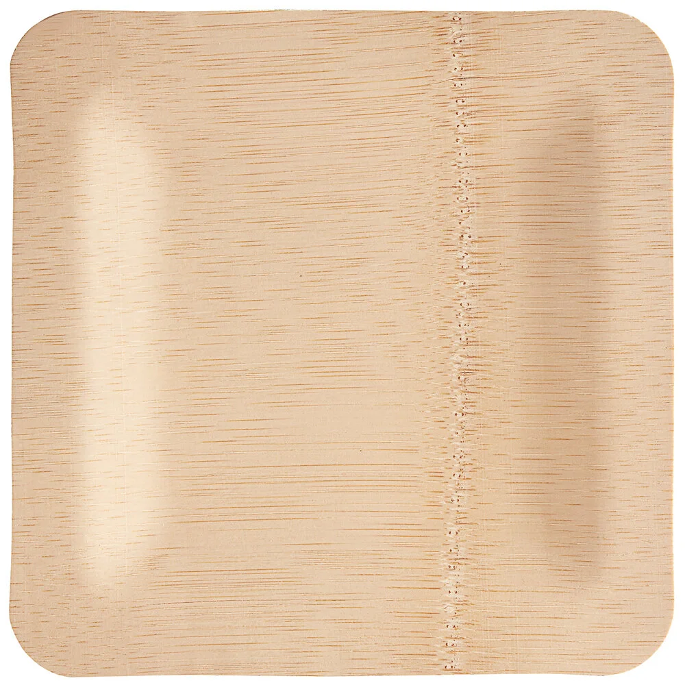 Ecoplus solution 7″ Compostable Bamboo Square Plate – 100/Pack