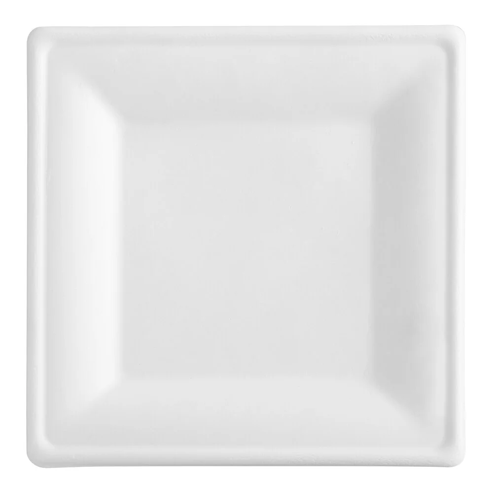 Ecoplus solution 10″ x 10″ Compostable White Plant Fiber Square Plate – 300/Case