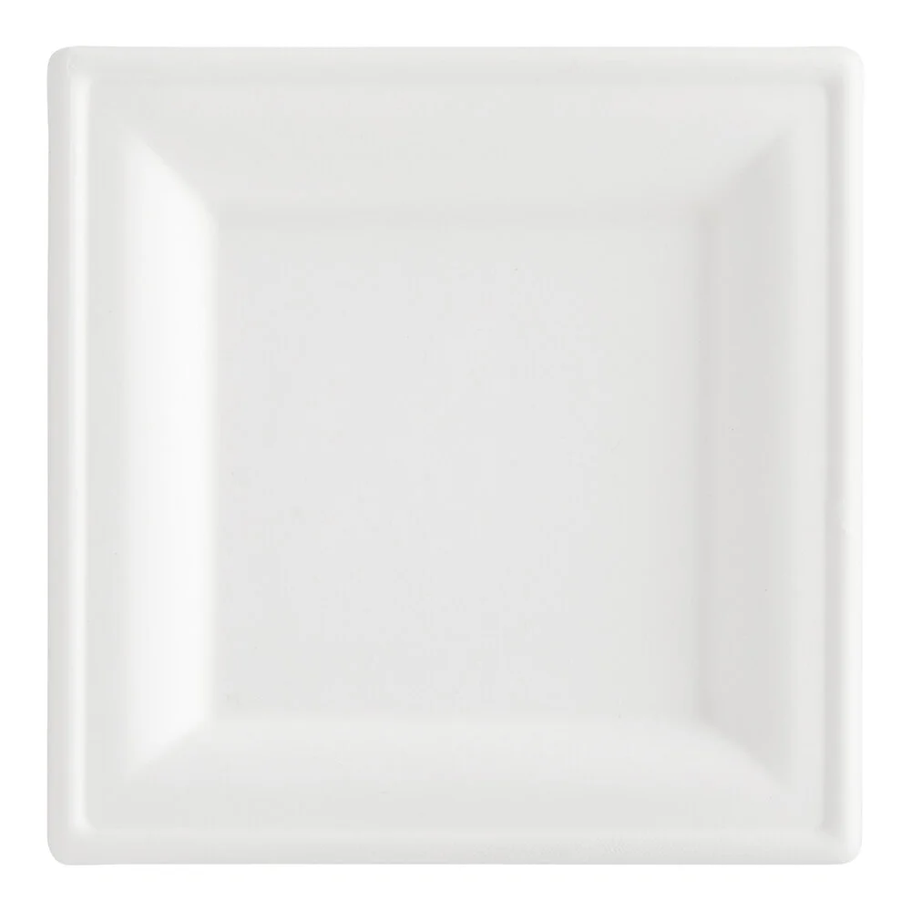 Ecoplus solution 6″ x 6″ Compostable White Plant Fiber Square Plate – 400/Case