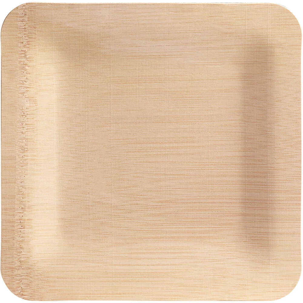 Ecoplus solution 9″ Compostable Bamboo Square Plate – 100/Pack