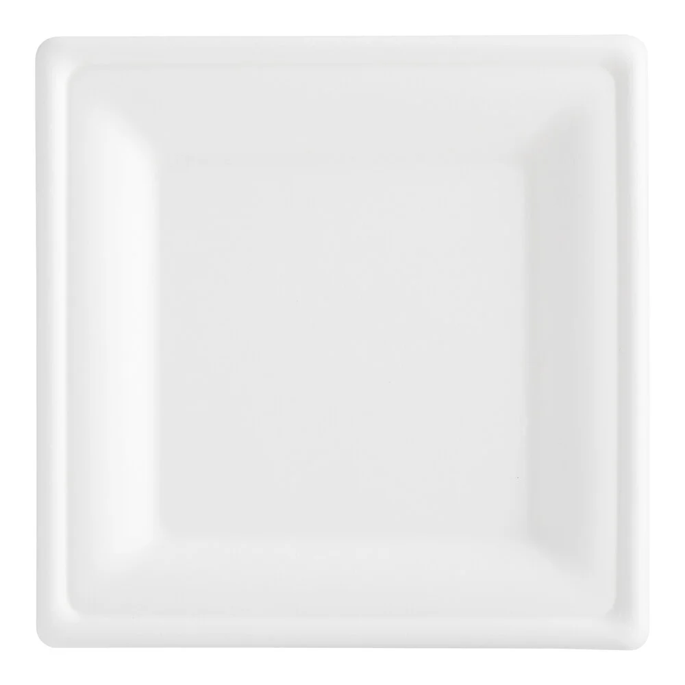 Ecoplus solution 8″ x 8″ Compostable White Plant Fiber Square Plate – 400/Case