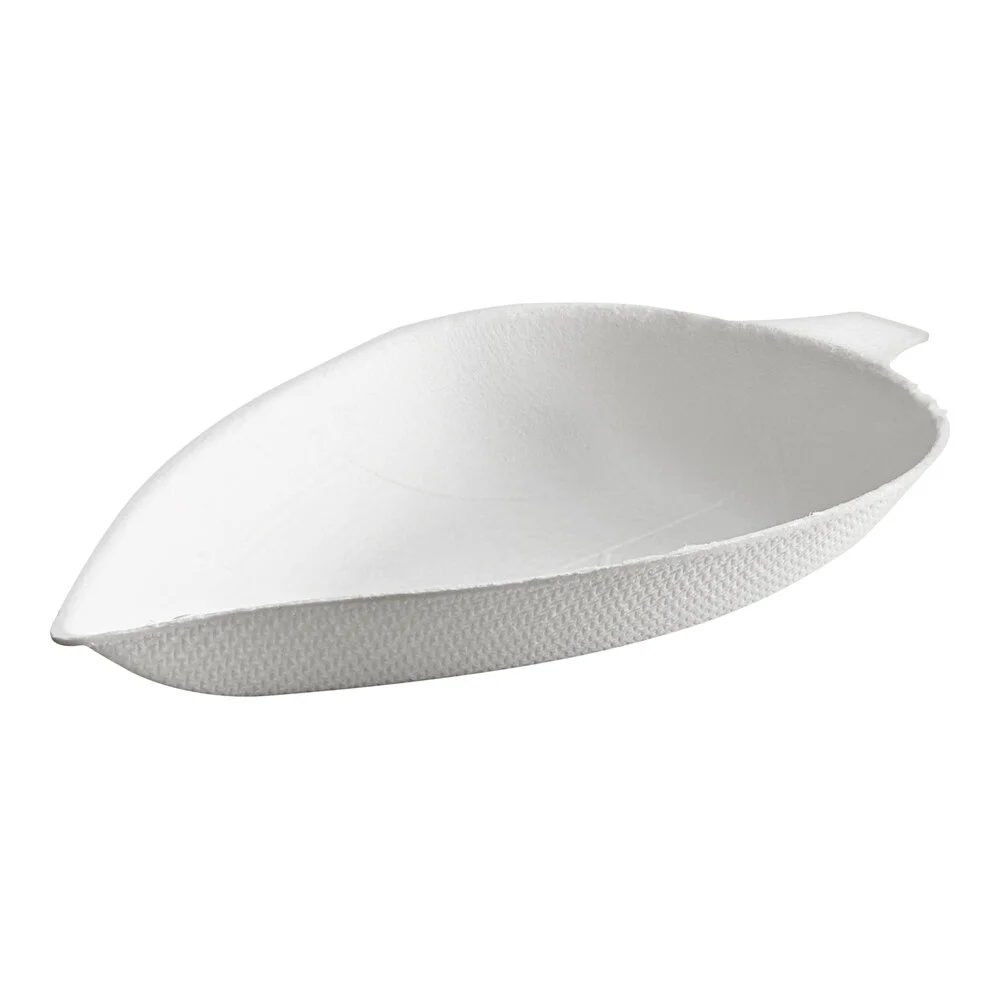 Ecoplus solution 3 3/4″ Compostable White Plant Fiber Leaf Appetizer Dish – 200/Case