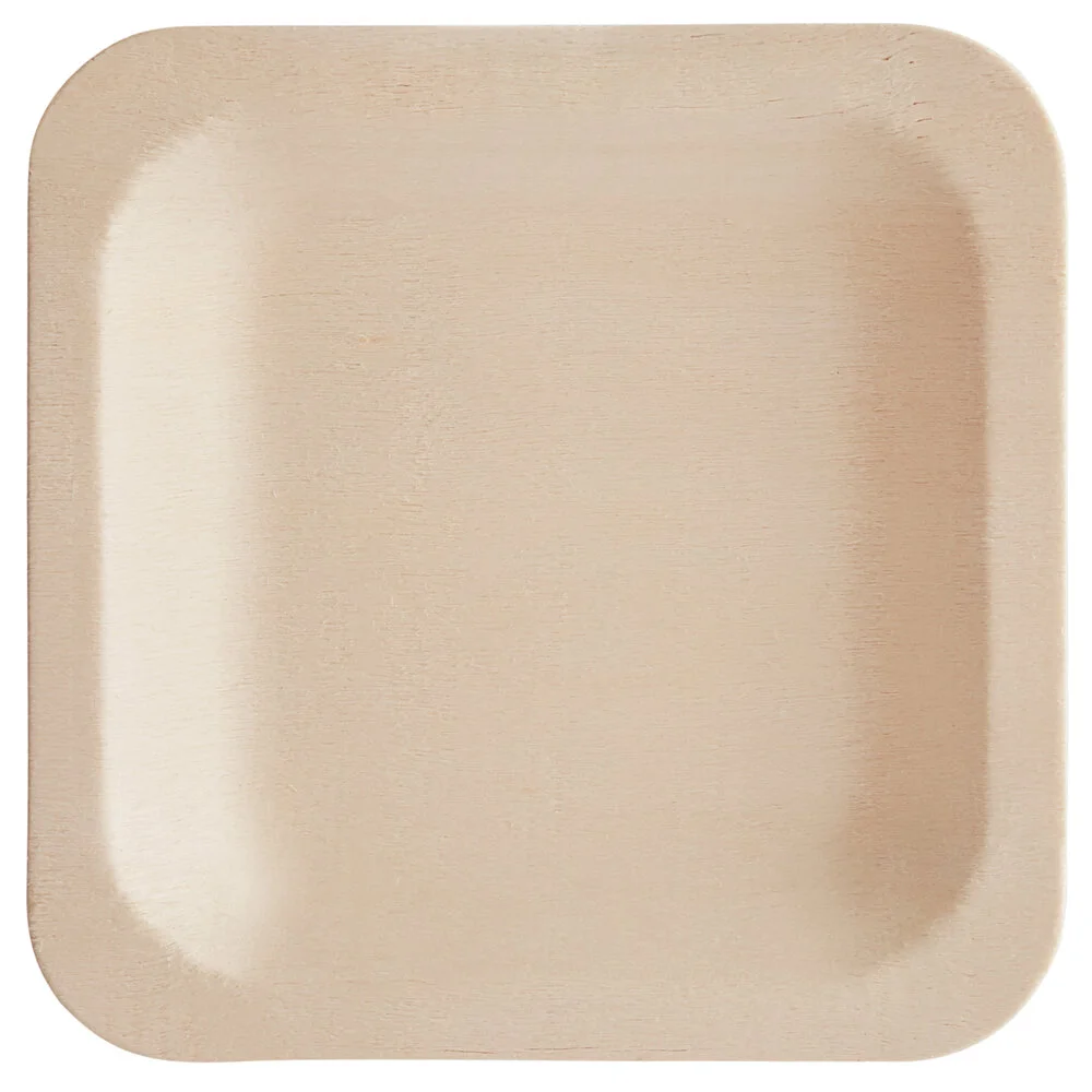 Ecoplus solution 4 1/2″ Compostable Wooden Square Plate – 150/Pack