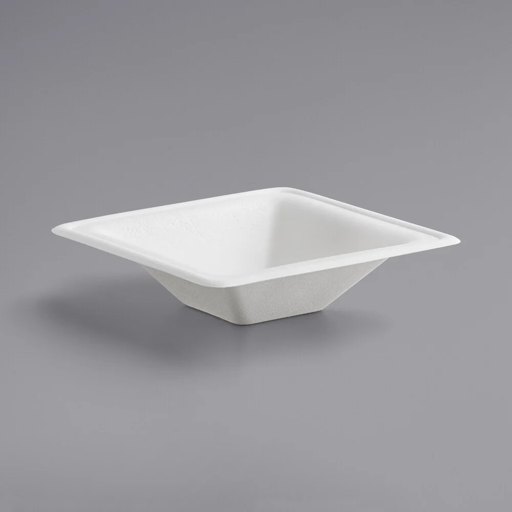 Ecoplus solution 12 oz. Compostable White Plant Fiber Square Bowl – 400/Case