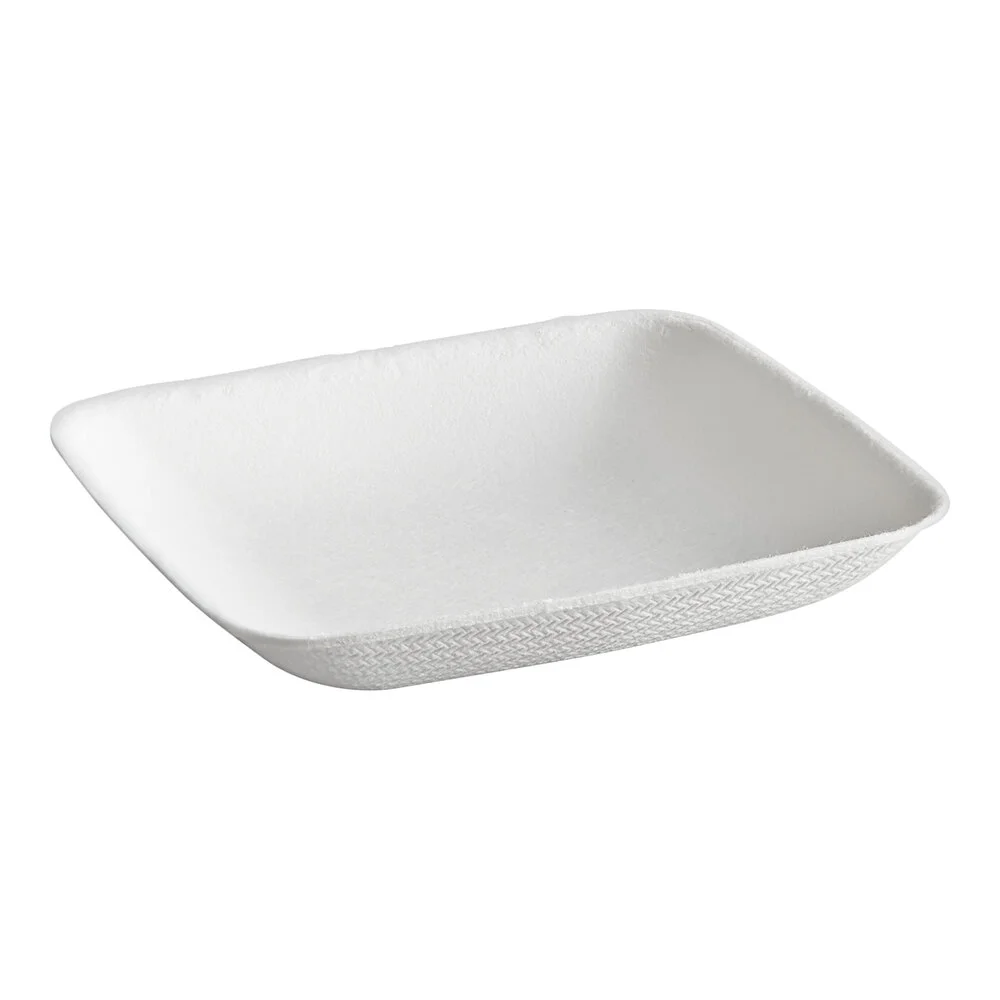 Ecoplus solution 2 1/2″ Compostable White Plant Fiber Square Appetizer Plate – 25/Pack