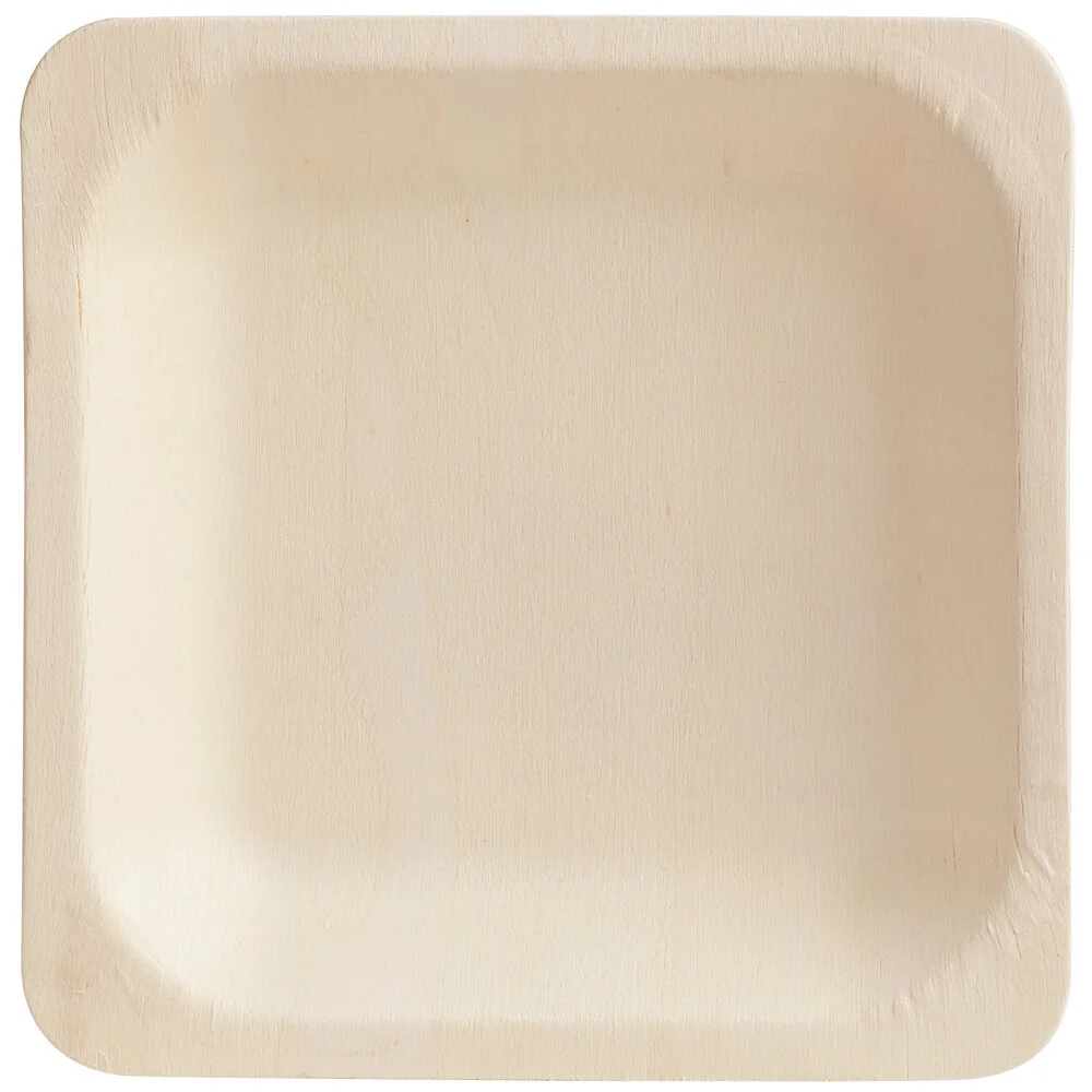 Ecoplus solution 5 1/2″ Compostable Wooden Square Plate – 25/Pack