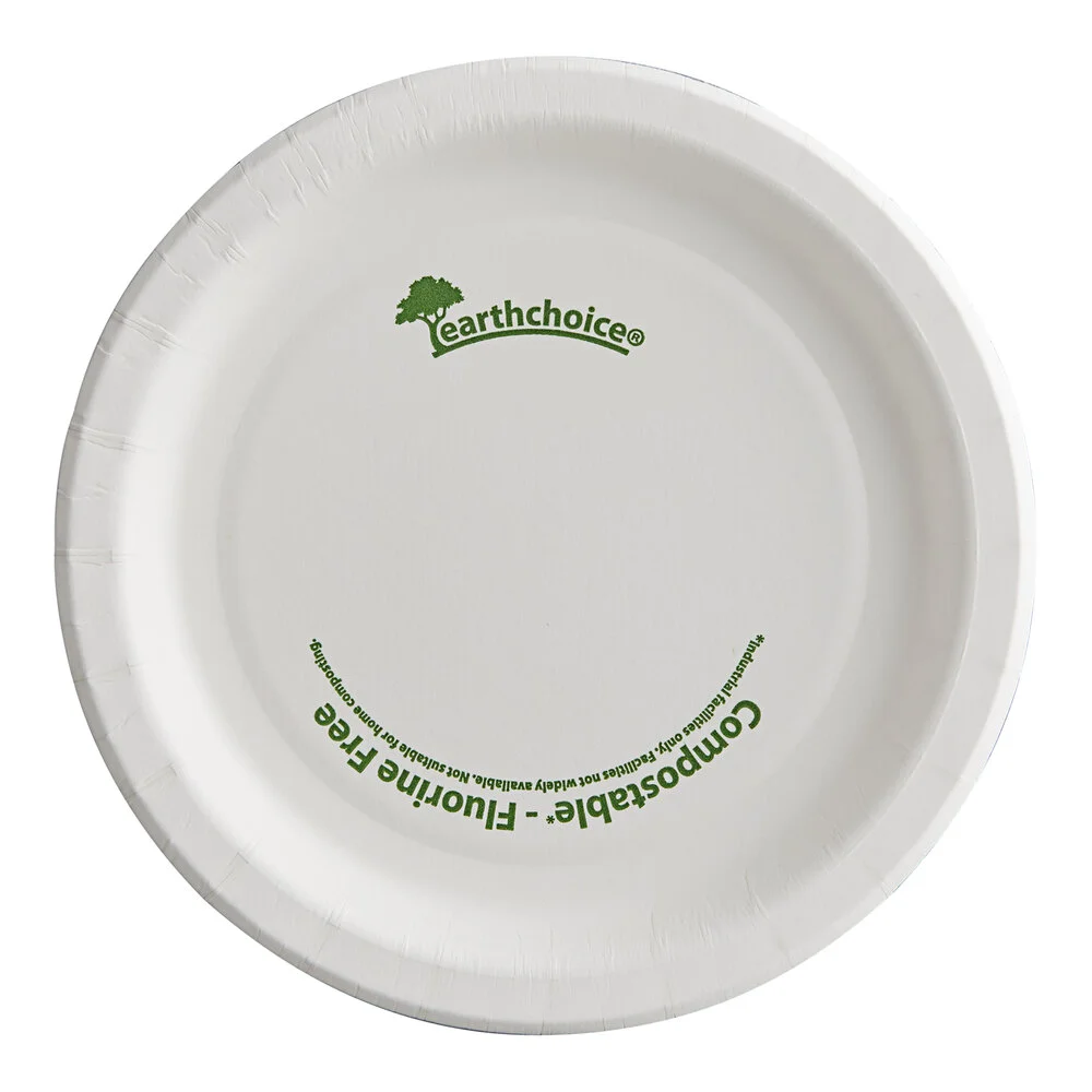 Pactiv EarthChoice Pressware 6″ White Compostable Paper Plate – 750/Case