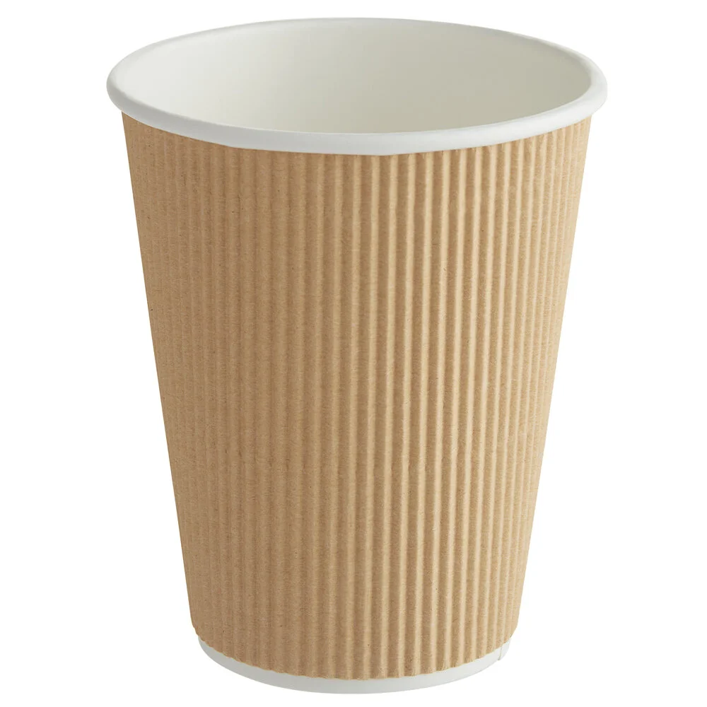 Choice 12 oz. Double Wall Ripple Kraft Paper Hot Cup – 500/Case