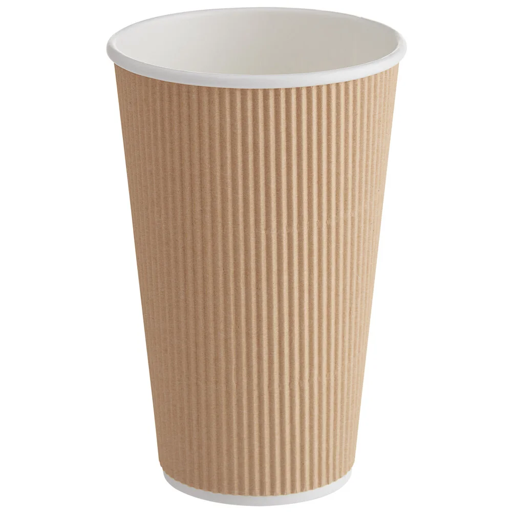 Choice 16 oz. Double Wall Ripple Kraft Paper Hot Cup – 500/Case