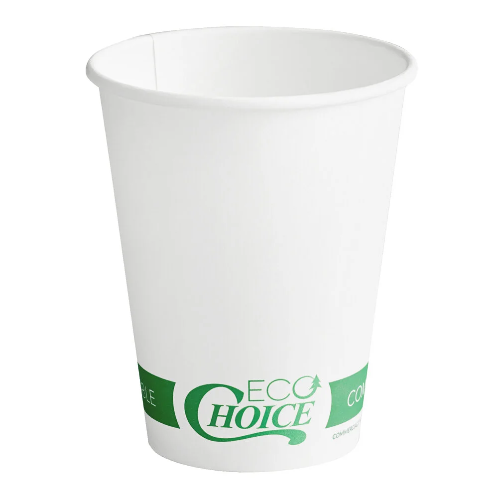 Ecoplus solution 12 oz. White Compostable Paper Hot Cup – 1,000/Case