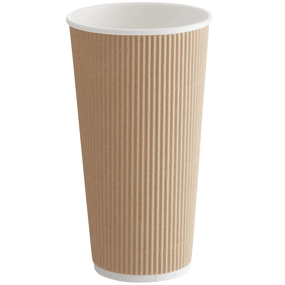 Choice 20 oz. Double Wall Ripple Kraft Paper Hot Cup – 500/Case