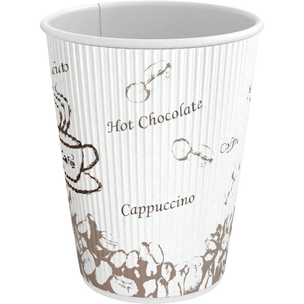 Choice 12 oz. Double Wall Bean Print Paper Hot Cup – 500/Case