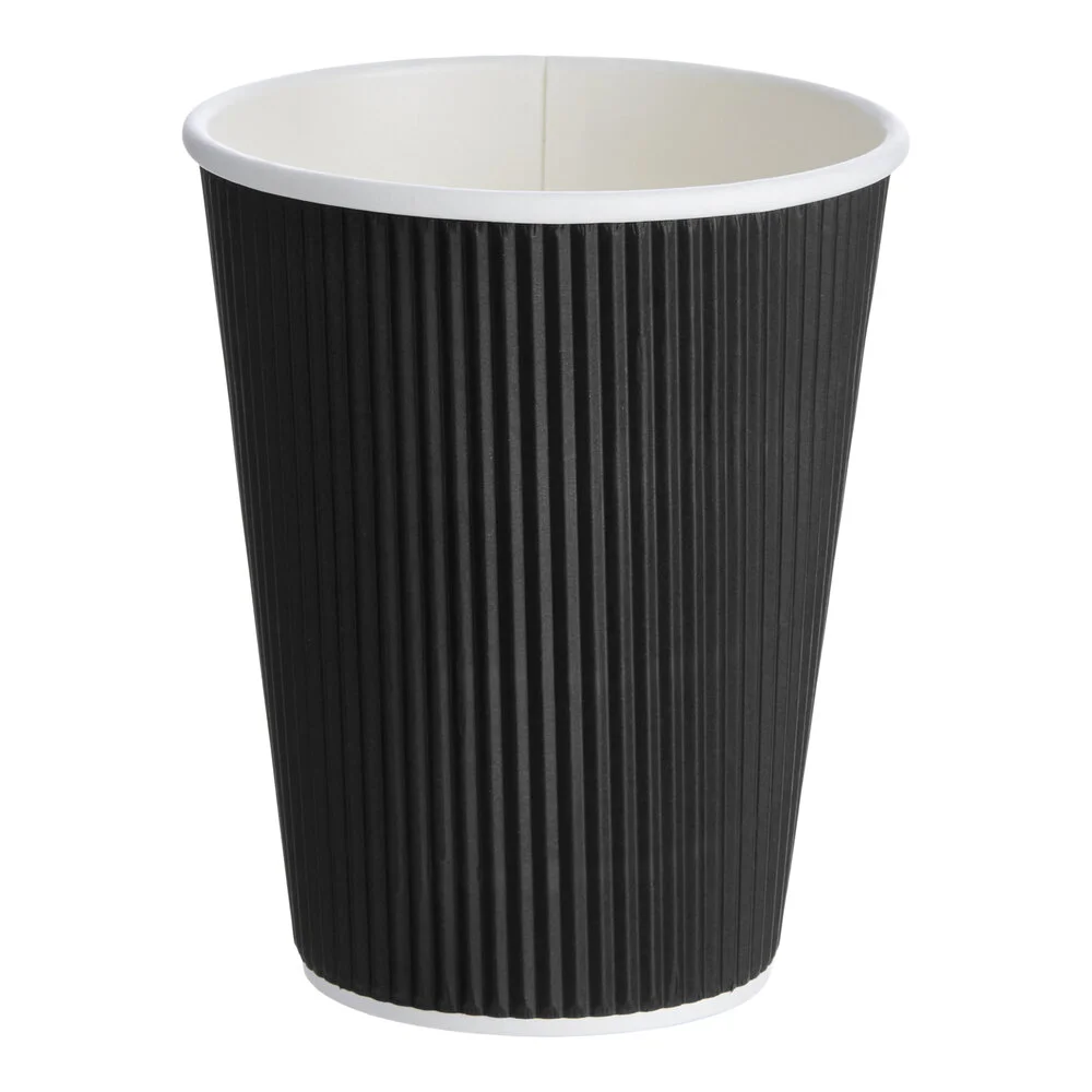 Choice 12 oz. Black Double Wall Ripple Paper Hot Cup – 500/Case