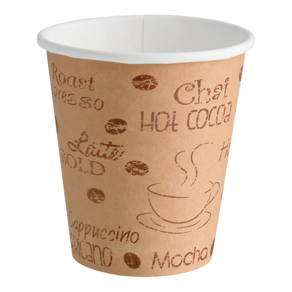 Choice 10 oz. Cafe Print Poly Paper Hot Cup – 1,000/Case