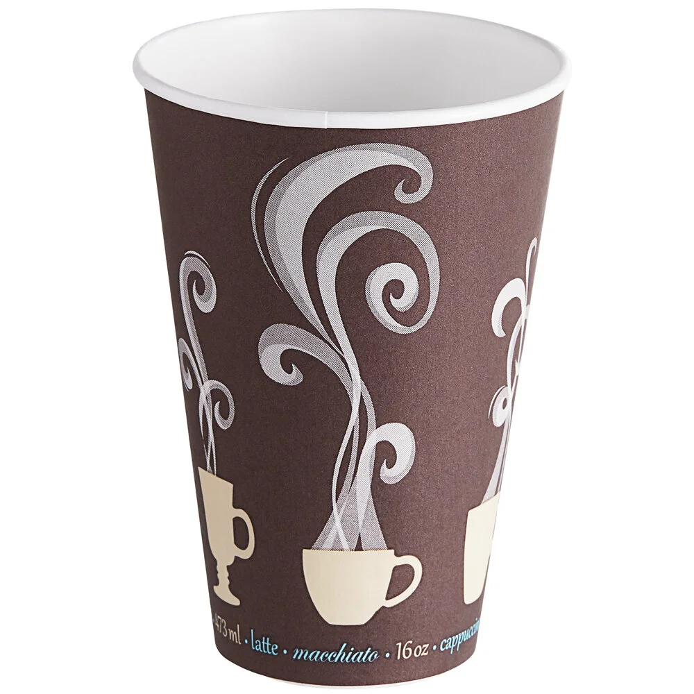 Dart ThermoGuard 16 oz. Double Wall Insulated Steam Print Paper Hot Cup – 600/Case