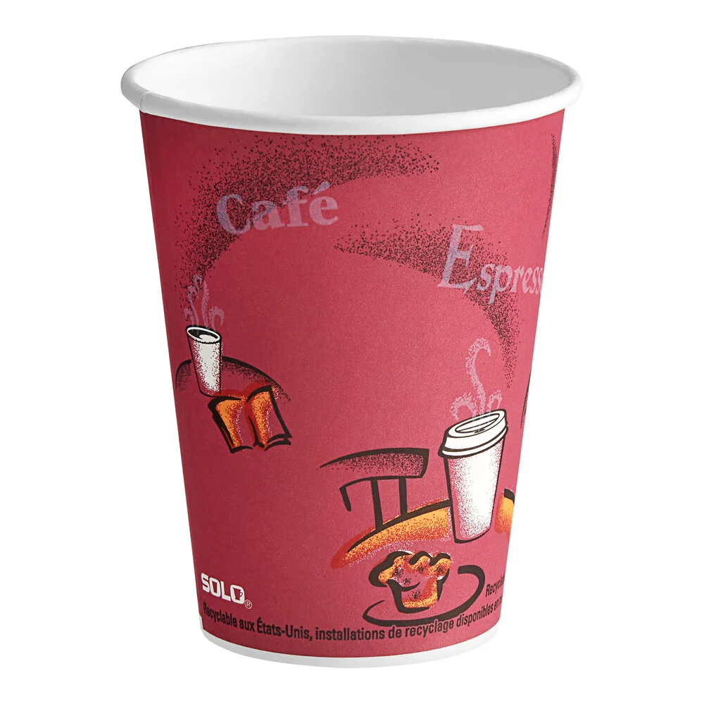 Solo 12 oz. Bistro Single-Sided Poly Paper Hot Cup – 1,000/Case