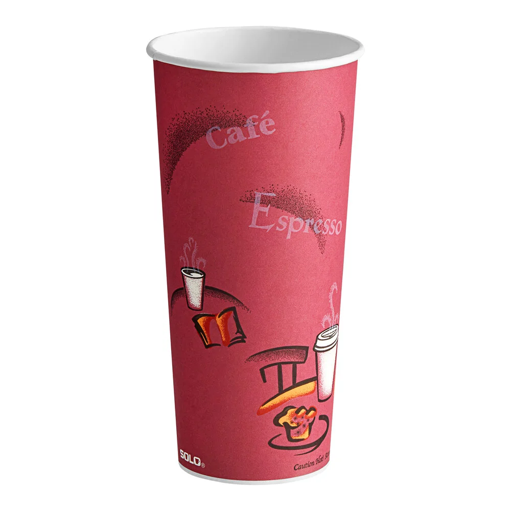 Solo 24 oz. Bistro Single-Sided Poly Paper Hot Cup – 500/Case