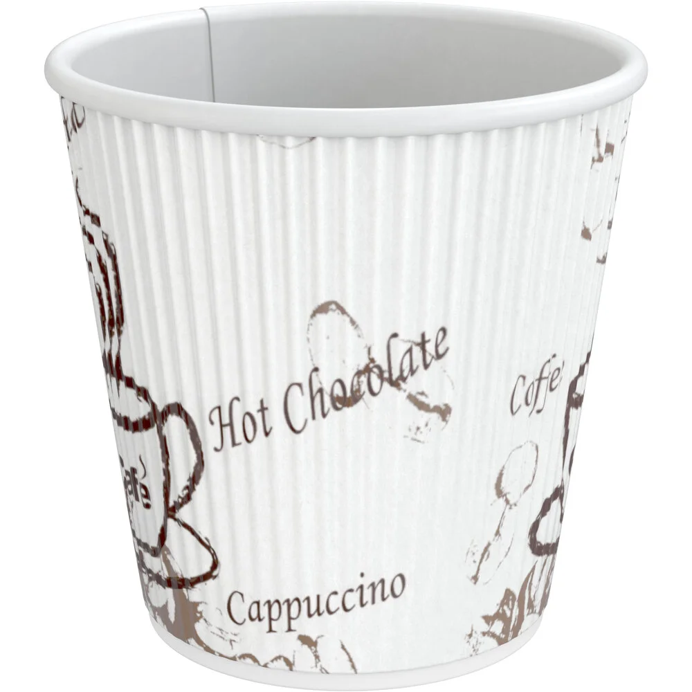 Choice 4 oz. Double Wall Bean Print Paper Hot Cup – 500/Case