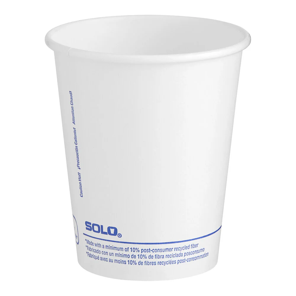 Solo 10 oz. White Single-Sided Poly Paper Hot Cup with QR Code – 1,000/Case