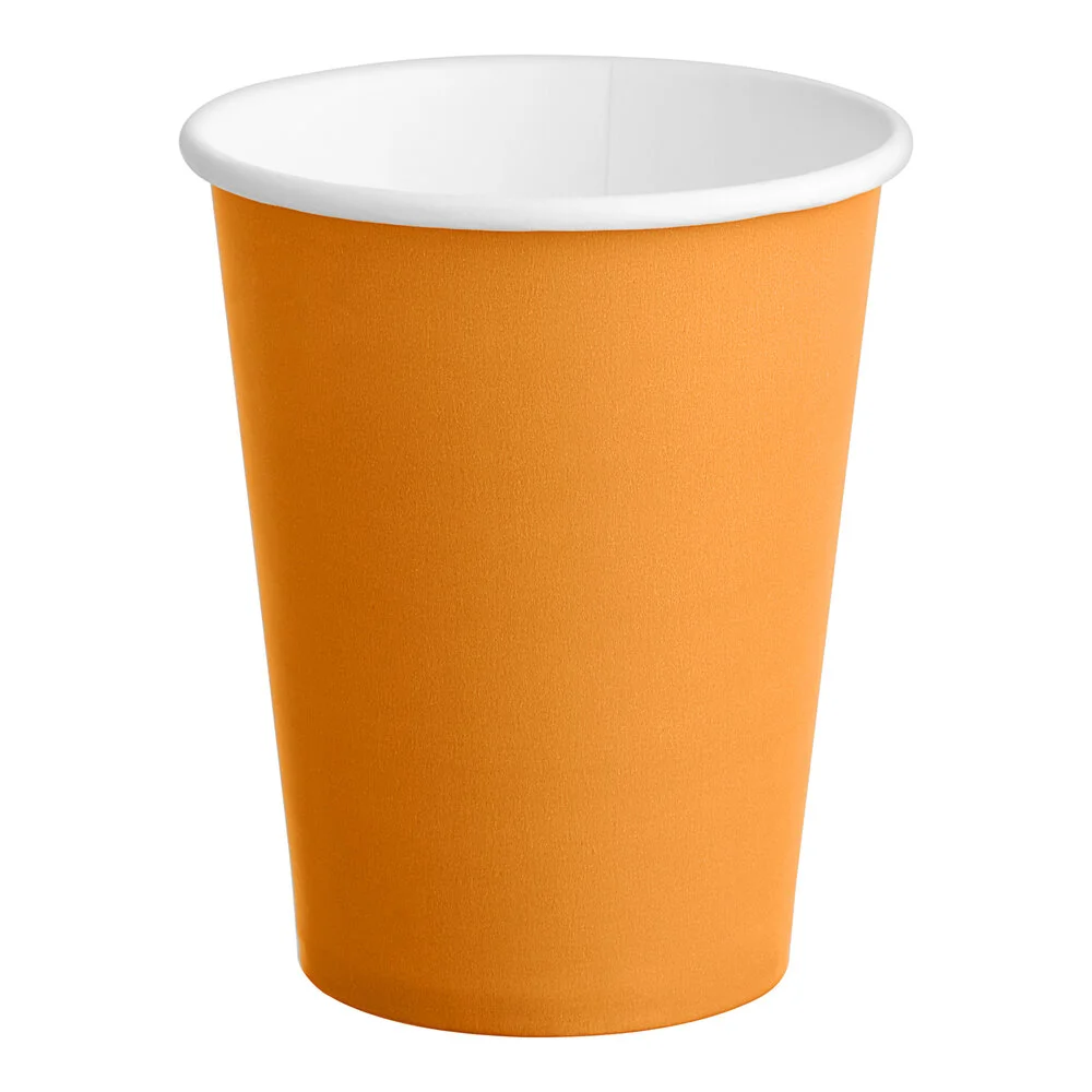 Creative Converting 9 oz. Pumpkin Spice Orange Poly Paper Hot / Cold Cup – 240/Case