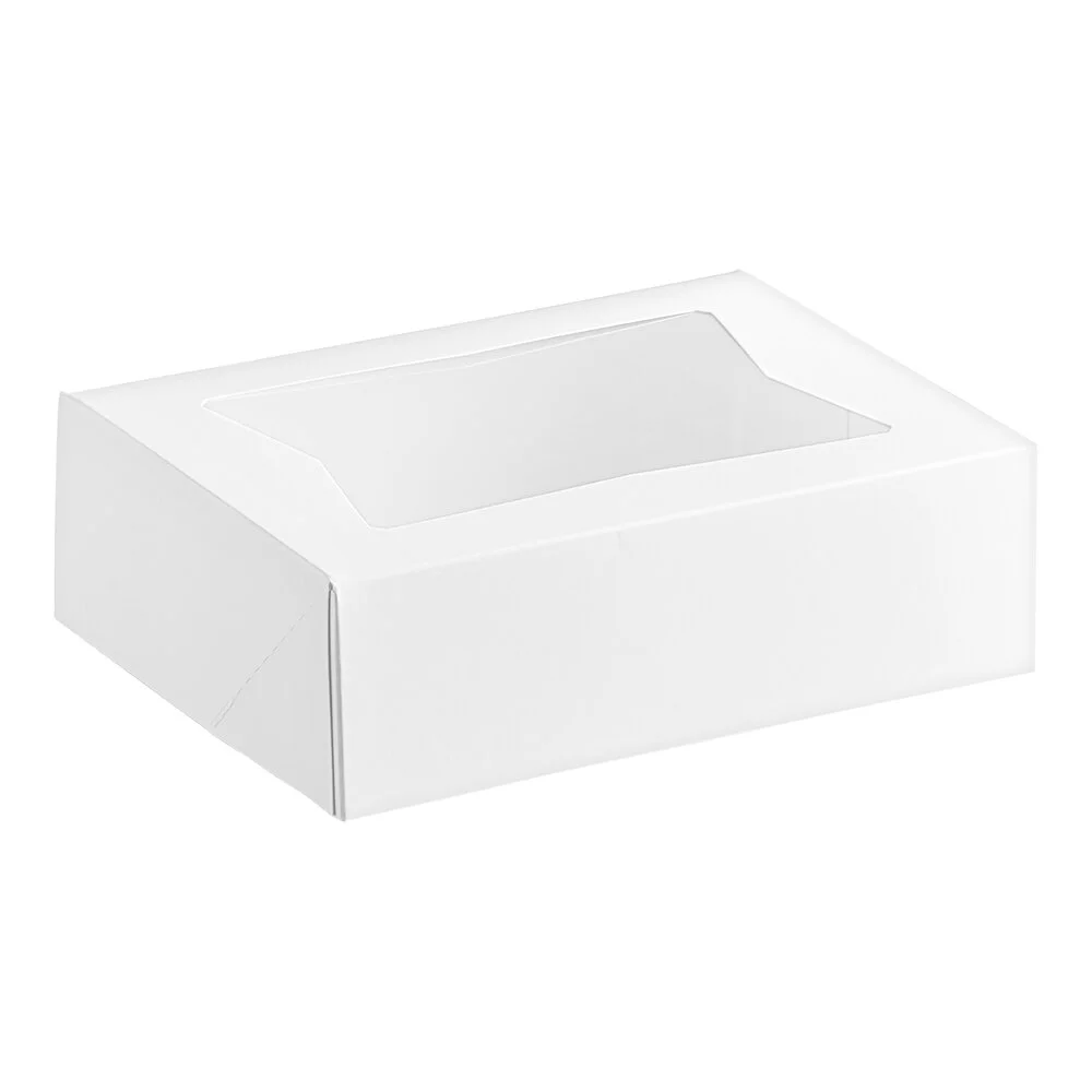 Baker’s Lane 8″ x 5 3/4″ x 2 1/2″ White Customizable Auto-Popup Window Cake / Bakery Box – 200/Case