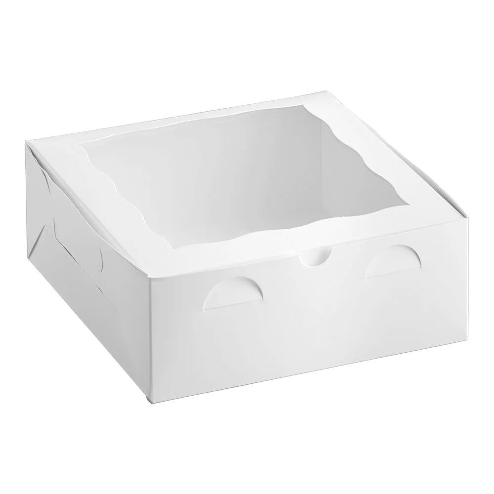Baker’s Lane 10″ x 10″ x 4″ White Window Cake / Bakery Box – 100/Case