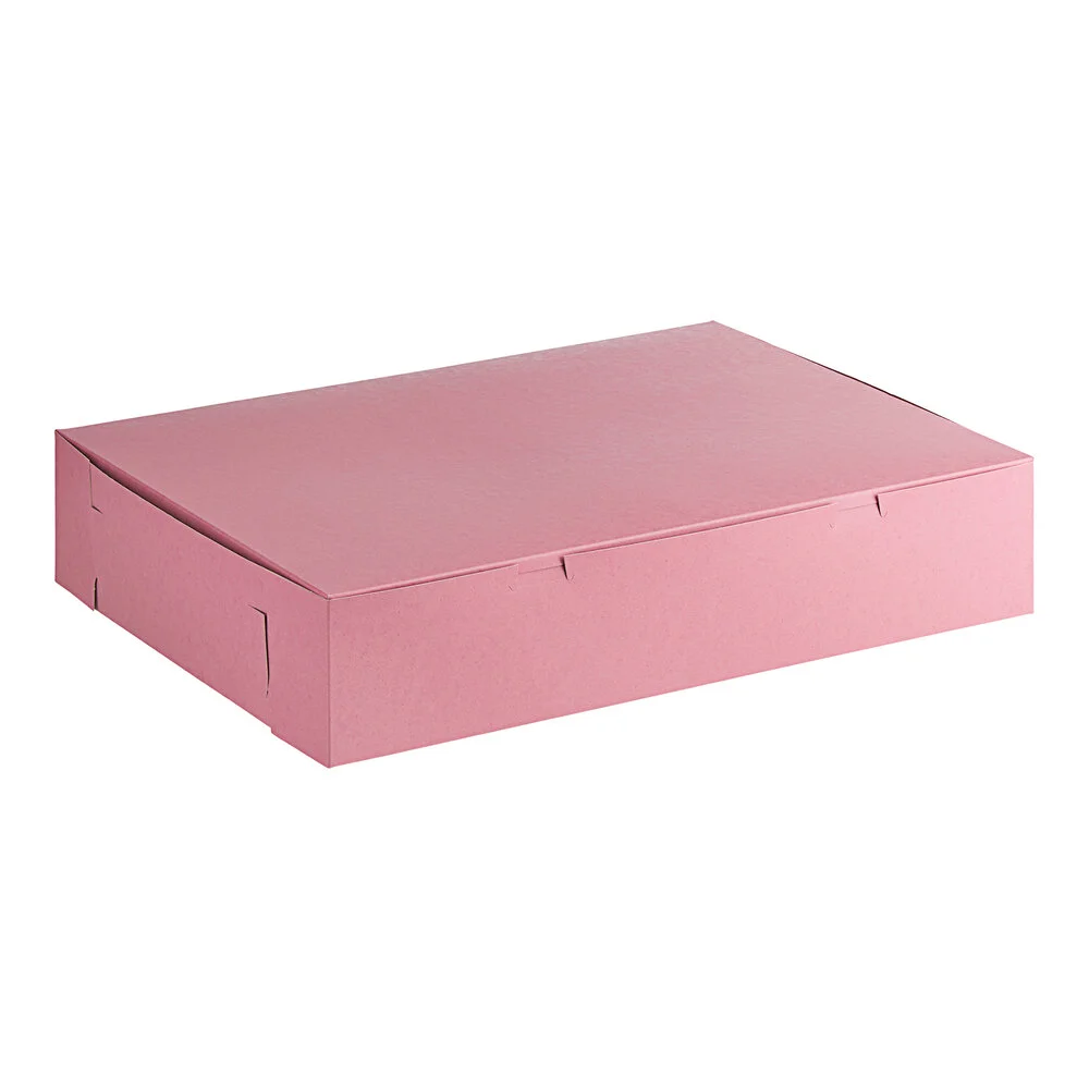 Baker’s Lane 20″ x 14 1/2″ x 4″ Pink Half Sheet Cake / Bakery Box – 50/Case