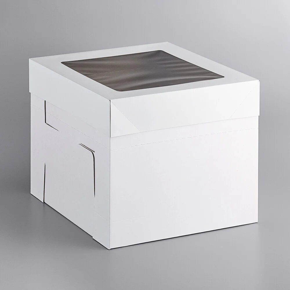 Enjay Flexbox 14″ x 14″ x 12″ White Adjustable Cake / Bakery Box – 25/Case