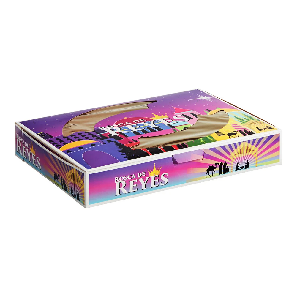 Southern Champion 19″ x 14″ x 3 1/8″ Window Cake / Bakery Box with Rosca de Reyes Design – 50/Case