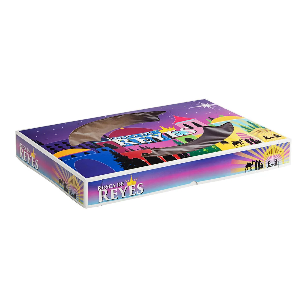 Southern Champion 26″ x 18″ x 3 1/8″ Window Cake / Bakery Box with Rosca de Reyes Design – 25/Case