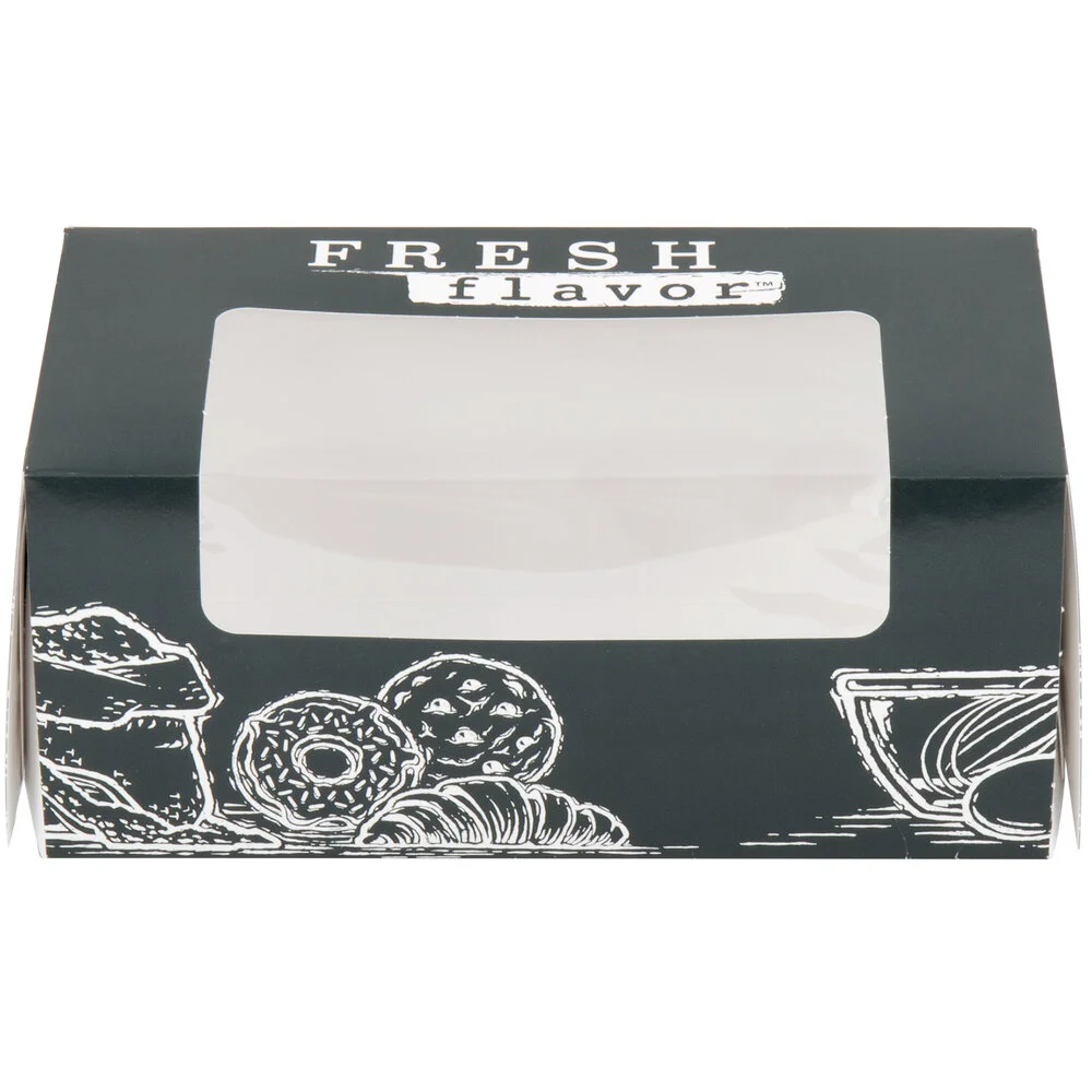 9″ x 4 1/2″ x 4″ Auto-Popup Window Cake / Bakery / Donut Box with Fresh Print Design – 10/Pack