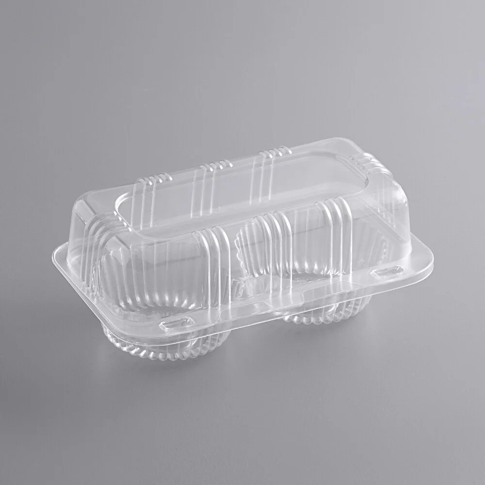 Choice 2-Compartment Clear OPS Plastic Jumbo Cupcake / Muffin Container – 250/Case