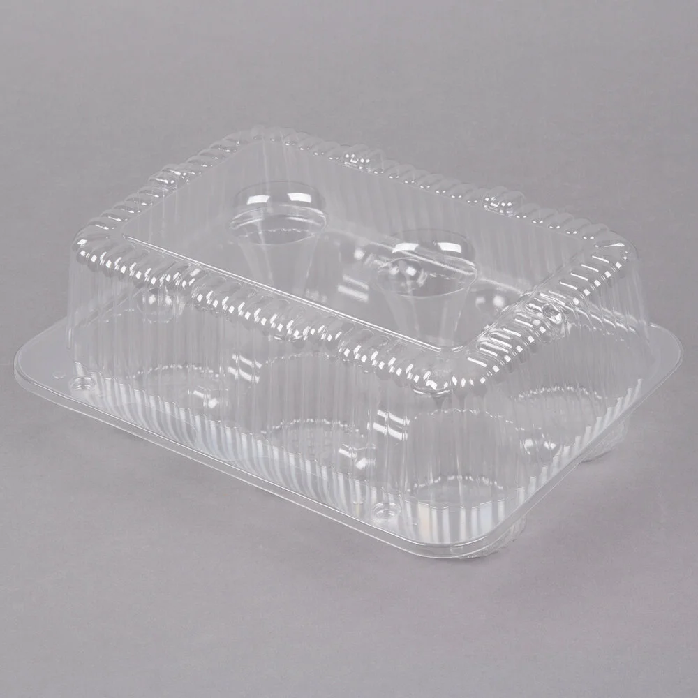 Polar Pak 2020 6-Cup High Top Hinged OPS Plastic Cupcake Container – 200/Case