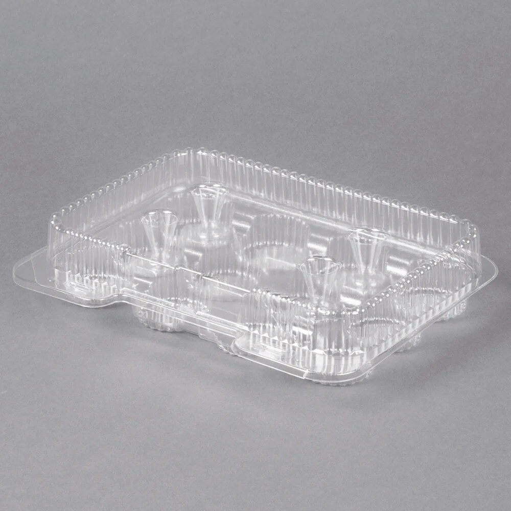 Polar Pak 02200 12 Compartment Clear OPS Hinged Cupcake / Mini Muffin Container – 500/Case