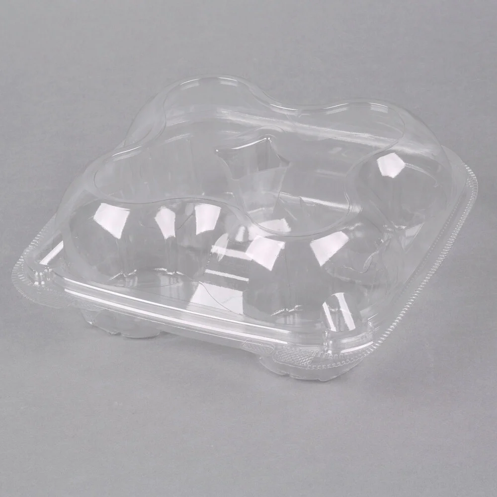 Inno-Pak 4 Compartment Clear Hinged Dome Muffin Container – 200/Case