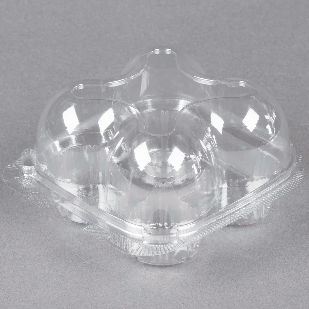 Inno-Pak 4 Compartment Clear Hinged High Dome Cupcake Container – 5/Pack
