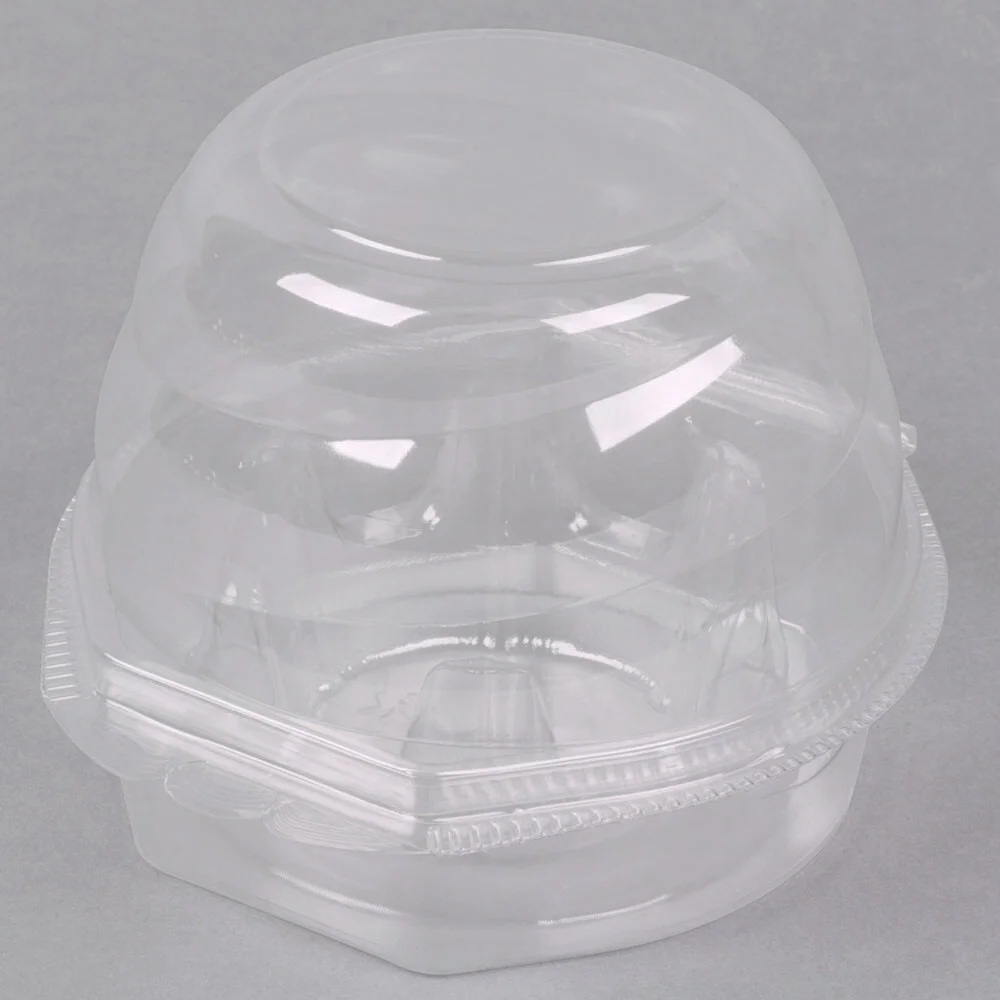 Inno-Pak Swirl Dome 1 Compartment Hinged Clear Cupcake Container – 10/Pack