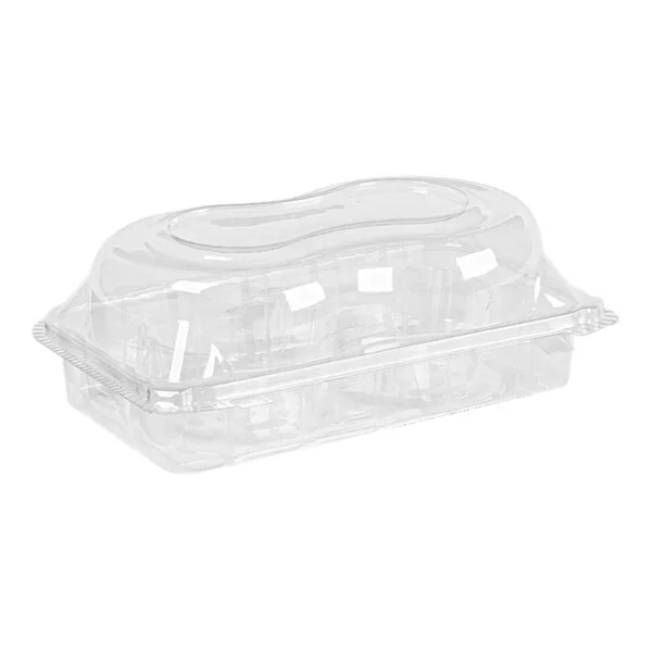Inno-Pak 2 Compartment Clear Hinged Cupcake / Muffin Container – 24/Pack